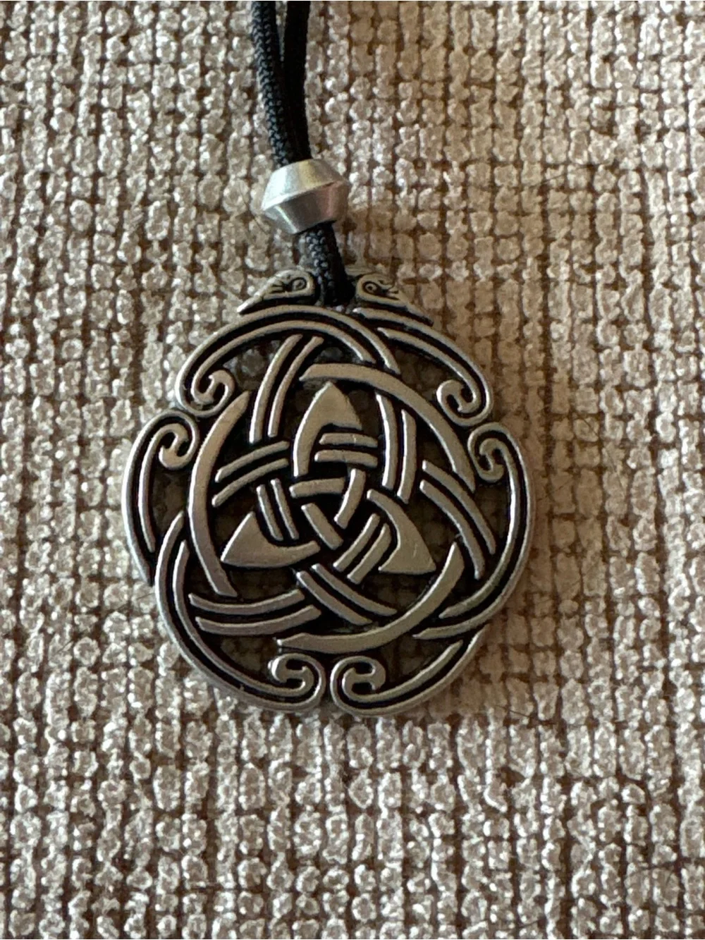 Sterling-Style Celtic Knot Pendant Necklace - Black Cord